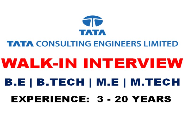 Tata Consulting Engineers Walk-In Interview on 27th Apr 2024 | BE/B.Tech/ME/M.Tech | 3 - 15 yrs