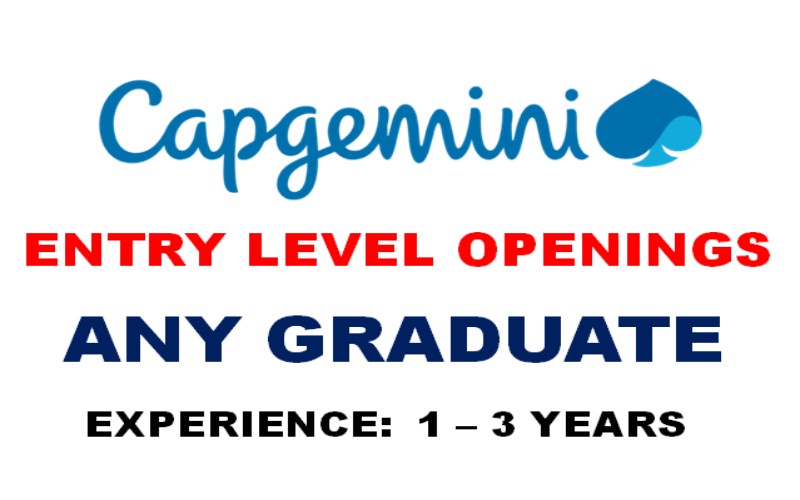 Capgemini India Jobs Requirements for Graduates | 1 - 3 yrs | Apply Now
