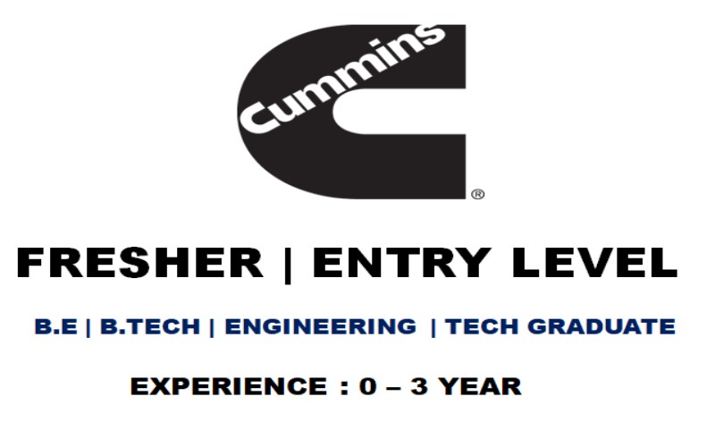 Cummins Inc Entry Level Careers Opportunities for Graduate Fresher | 0 - 2 yrs