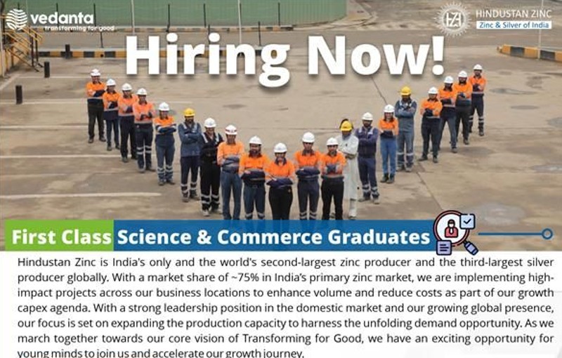 Hindustan Zinc Hiring Graduate Trainees 2024